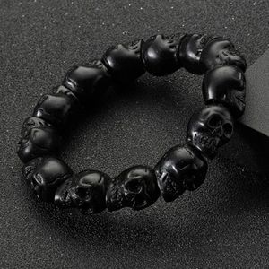 Black chunky skull head stretch bracelet NEW